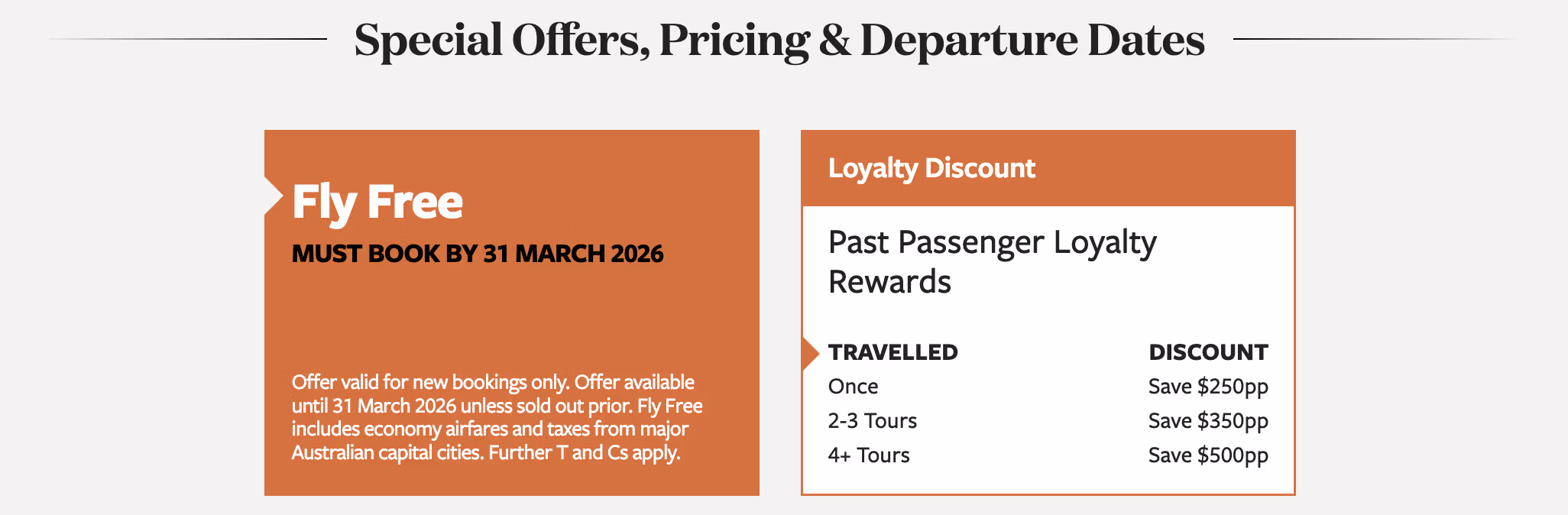 JEWELS OF THE KIMBERLEY fly free deal 31 MARCH 2026