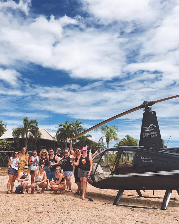 Heli pub crawl grouo photo by helicopter