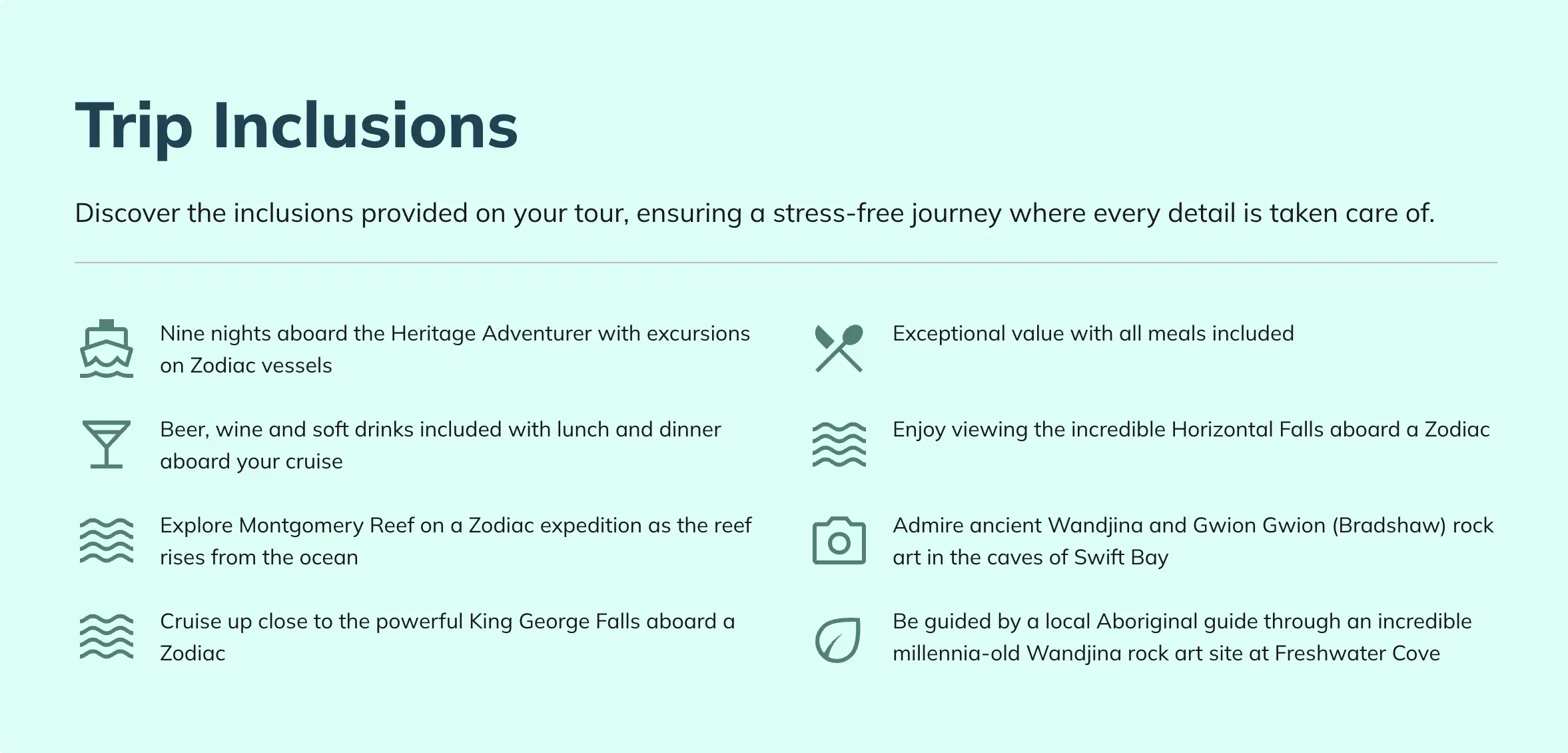 TRAVEL MARVEL trip inclusions